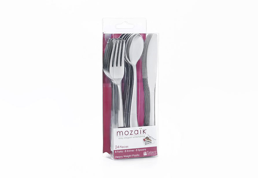 Silver metallized cutlery pack